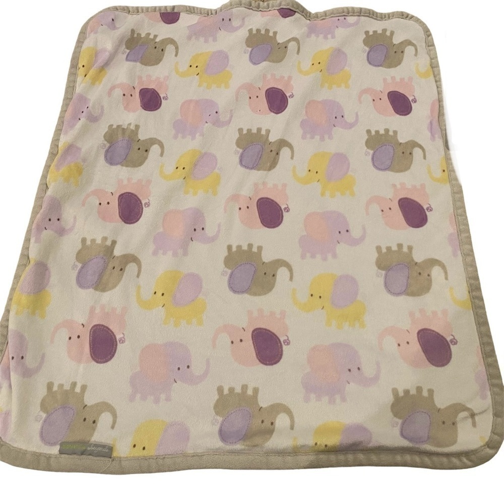 Blankets & Beyond Elephant Purple Yellow Gray Fleece Baby Blanket Jungle Throw